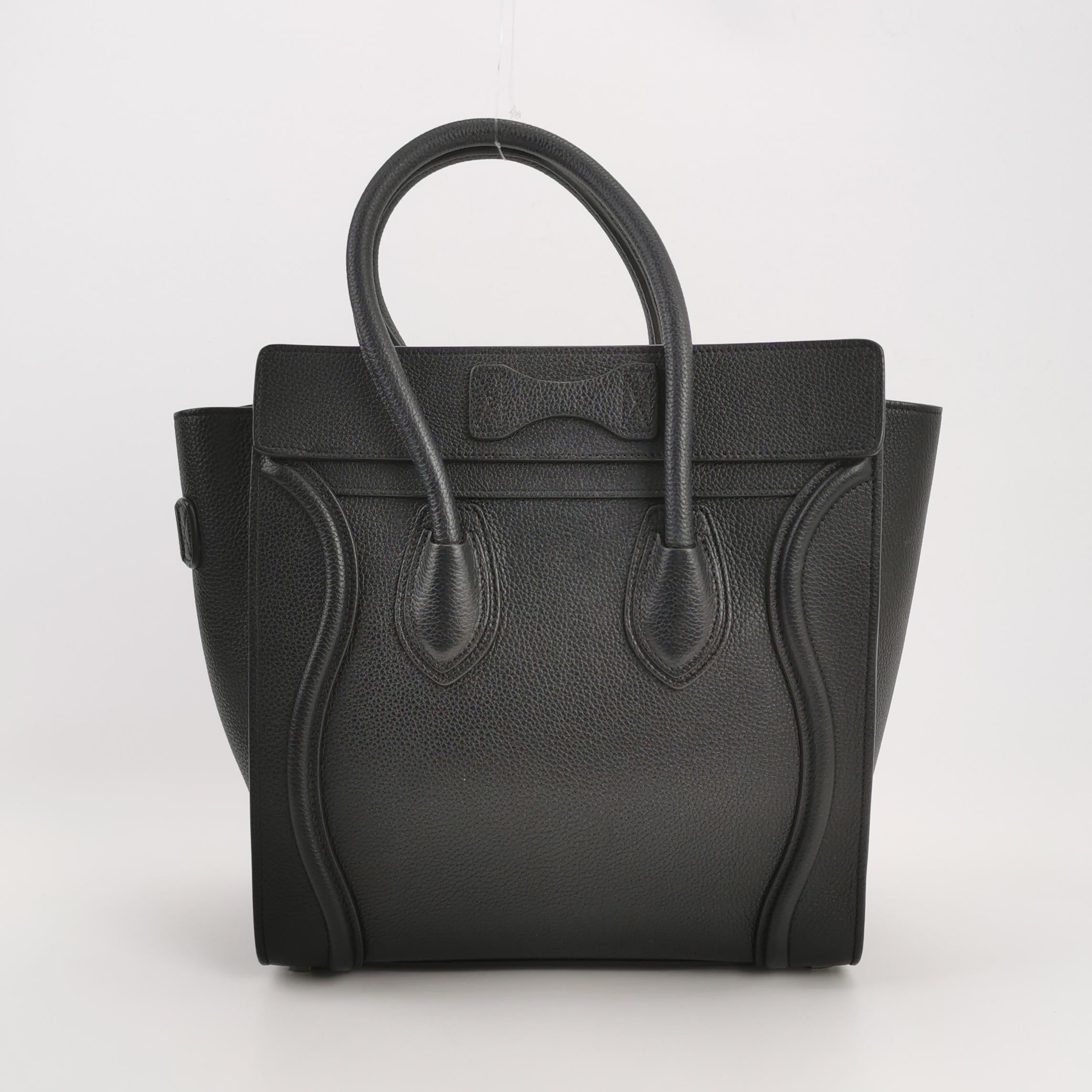 Sac Luggage Phantom Micro en cuir noir Celine