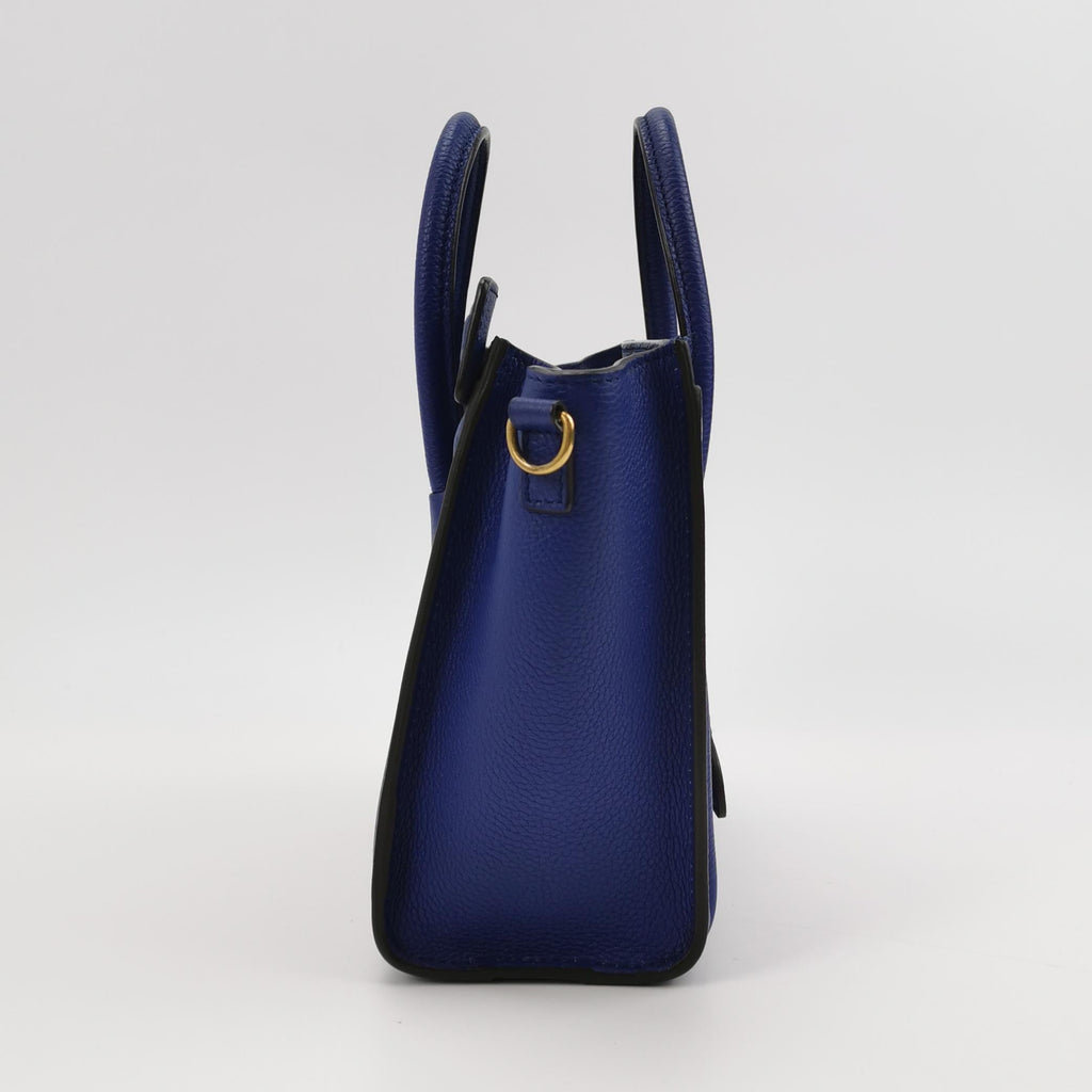 Sac Luggage Phantom Nano en cuir bleu Celine