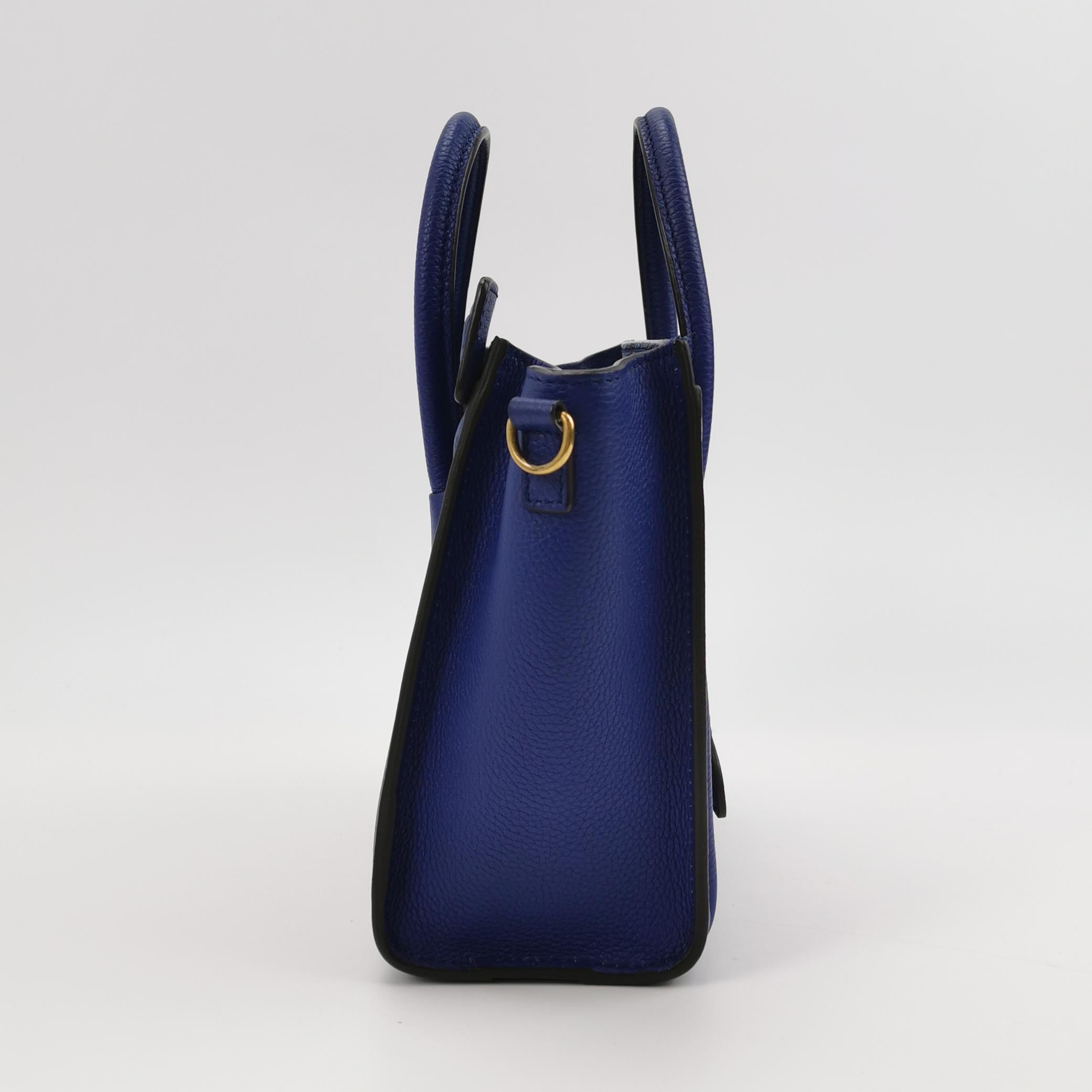 Sac Luggage Phantom Nano en cuir bleu Celine