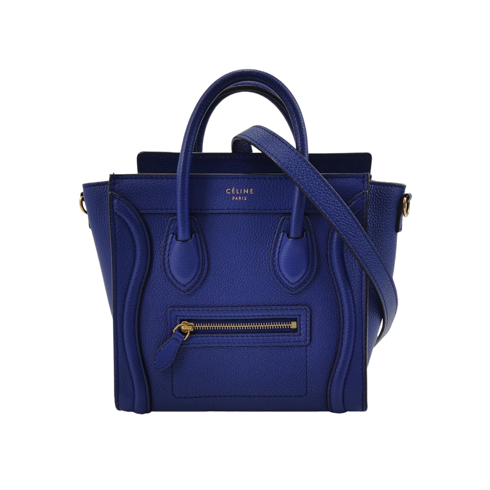 Sac Luggage Phantom Nano en cuir bleu Celine
