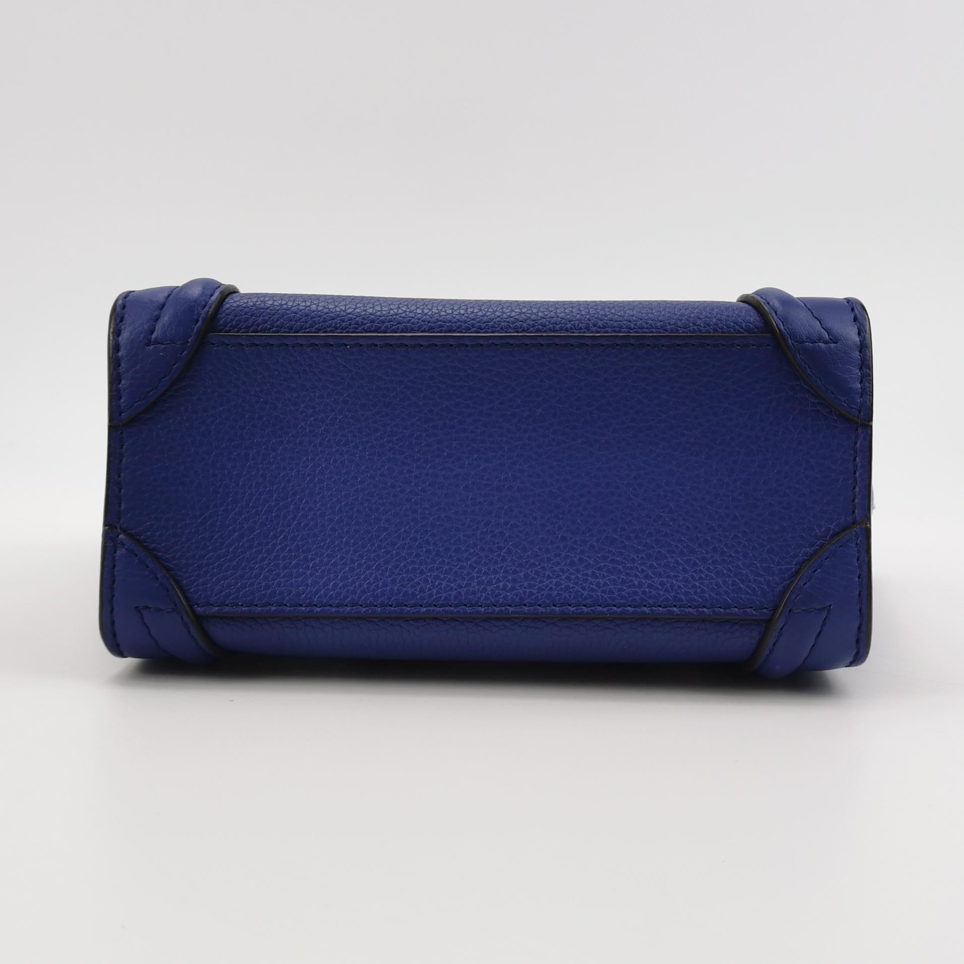 Sac Luggage Phantom Nano en cuir bleu Celine