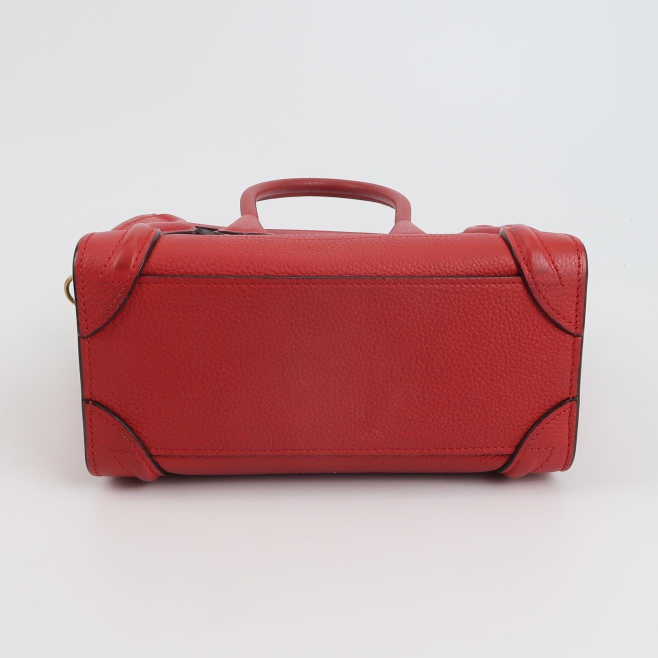 Sac Luggage Phantom Nano en cuir rouge Celine