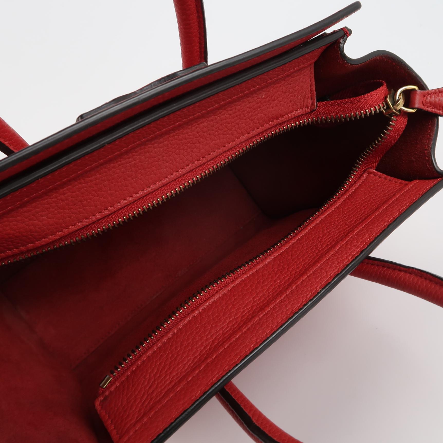 Sac Luggage Phantom Nano en cuir rouge Celine