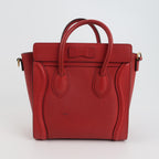 Sac Luggage Phantom Nano en cuir rouge Celine
