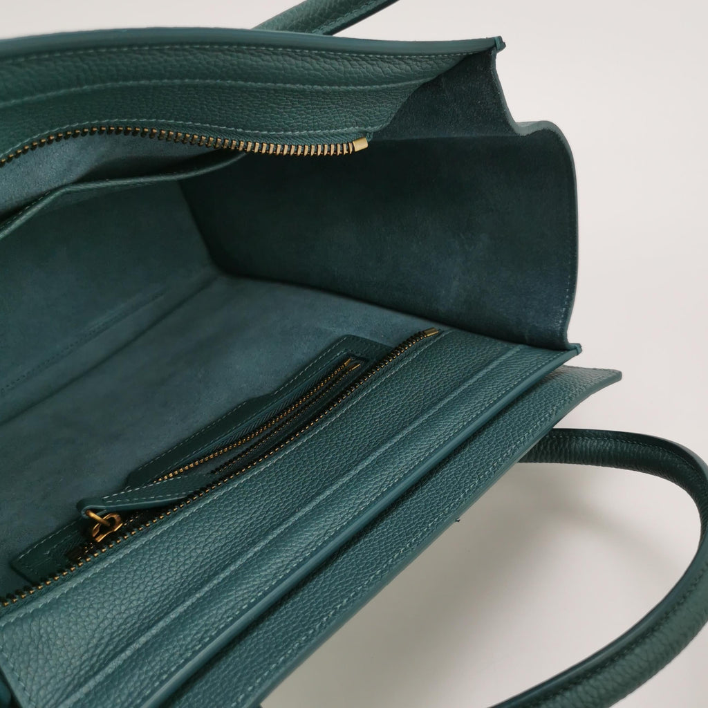 Sac Luggage Phantom Nano en cuir vert Celine