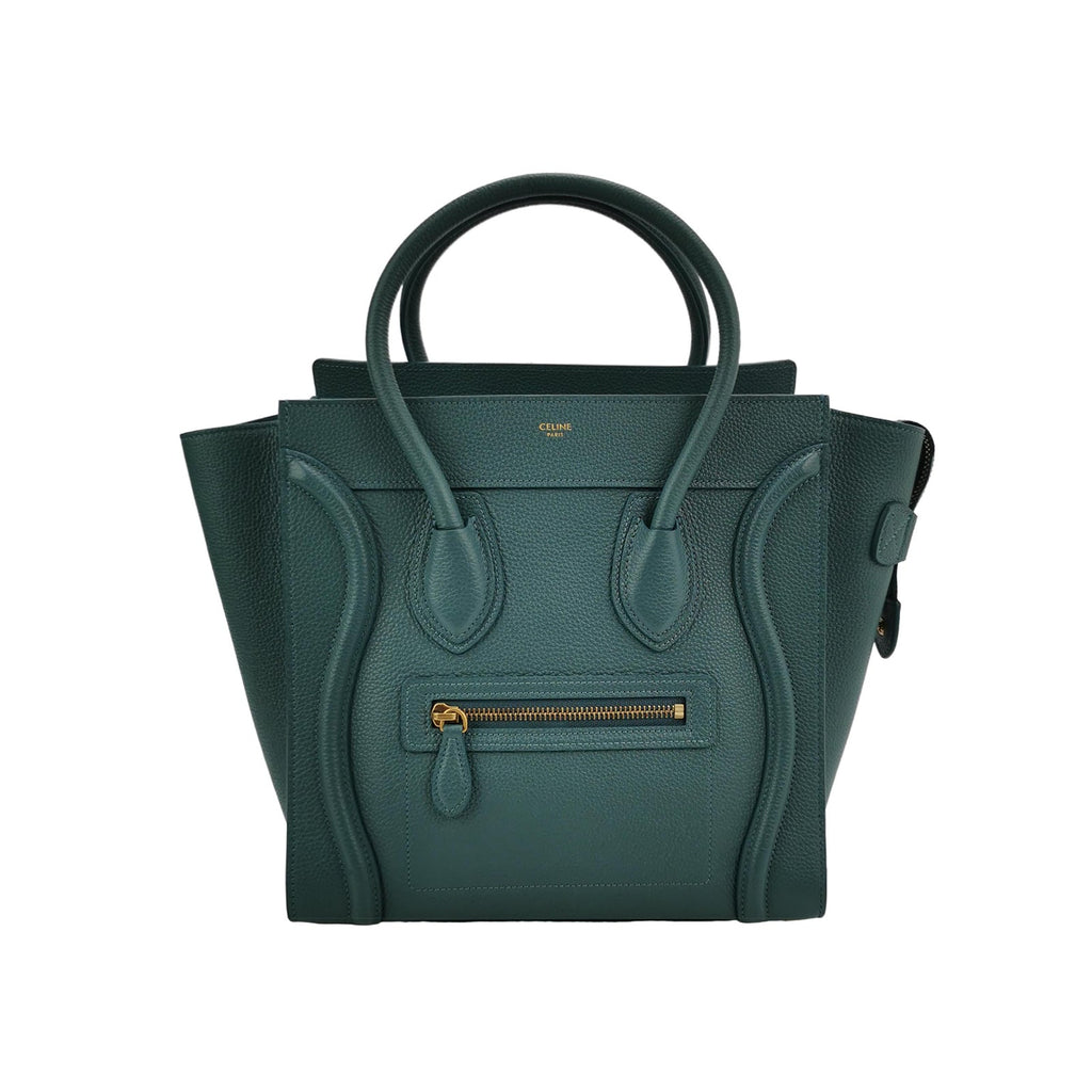 Sac Luggage Phantom Nano en cuir vert Celine