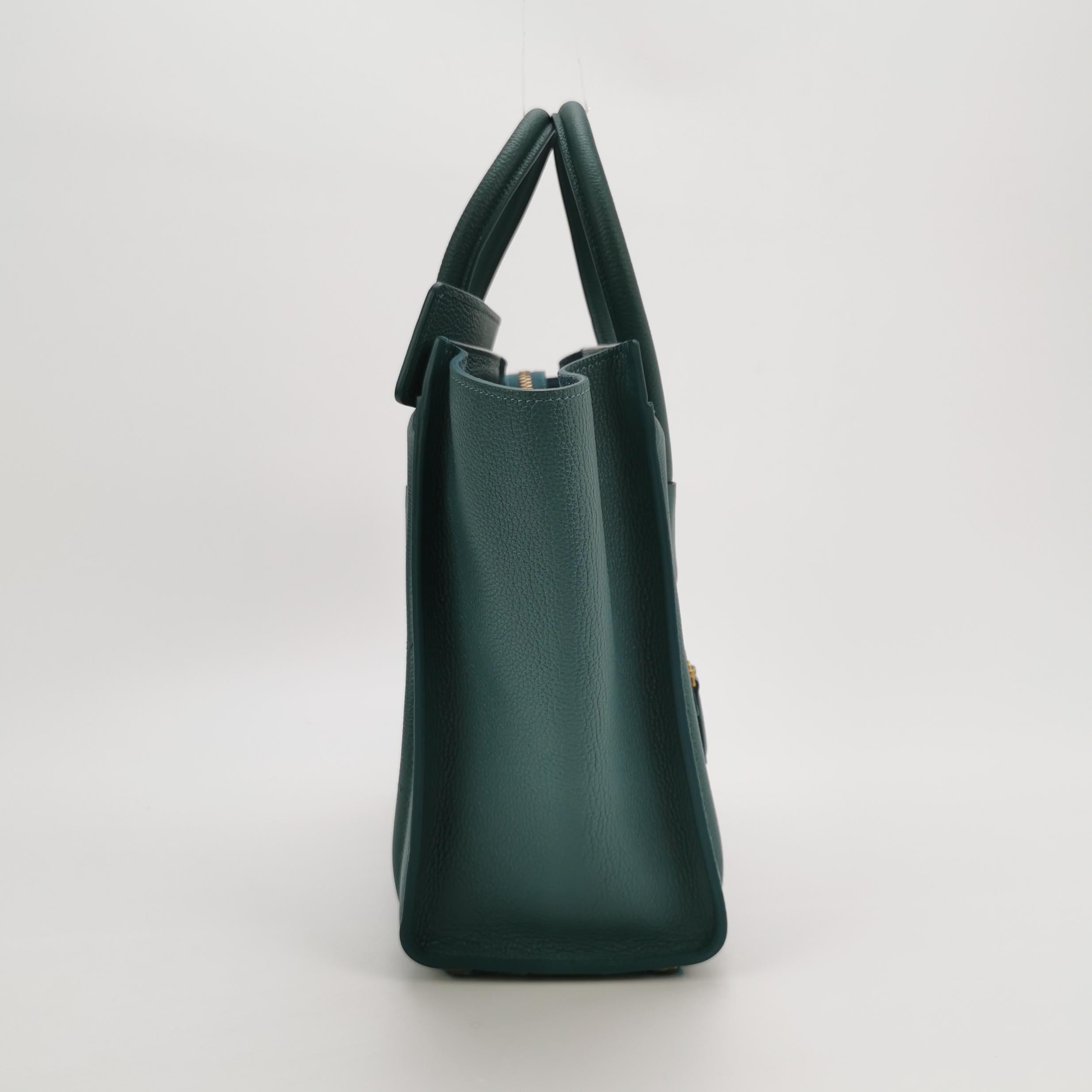 Sac Luggage Phantom Nano en cuir vert Celine