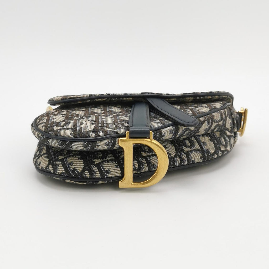 Sac Oblique Saddle en toile noir Dior