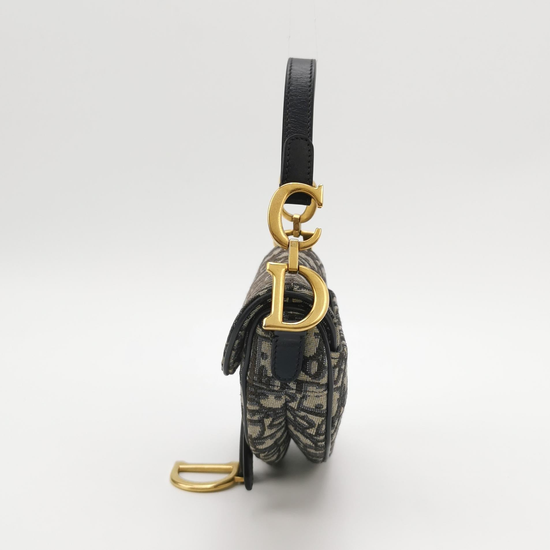 Sac Oblique Saddle en toile noir Dior