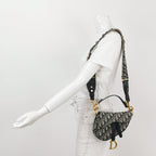 Sac Oblique Saddle en toile noir Dior