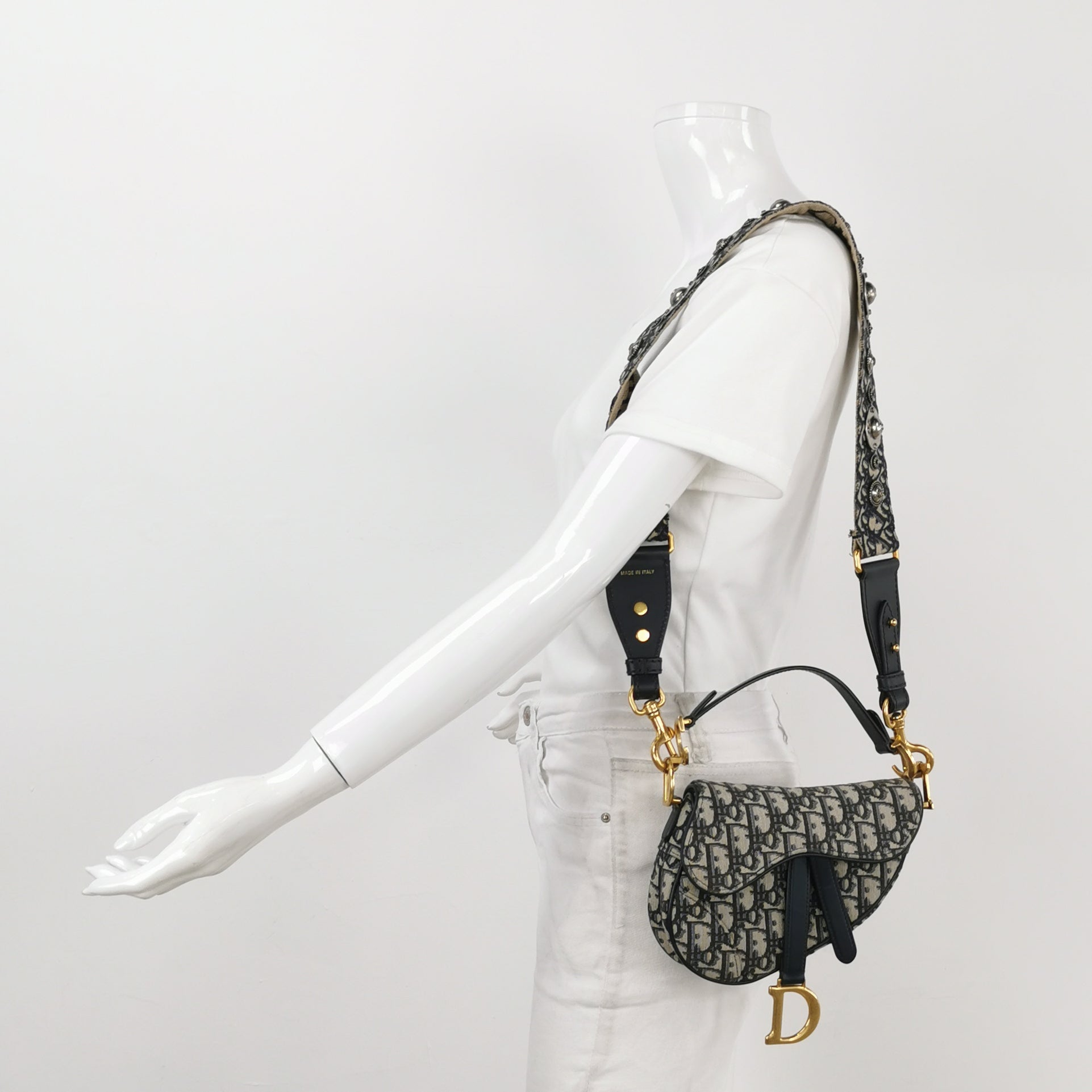 Sac Oblique Saddle en toile noir Dior