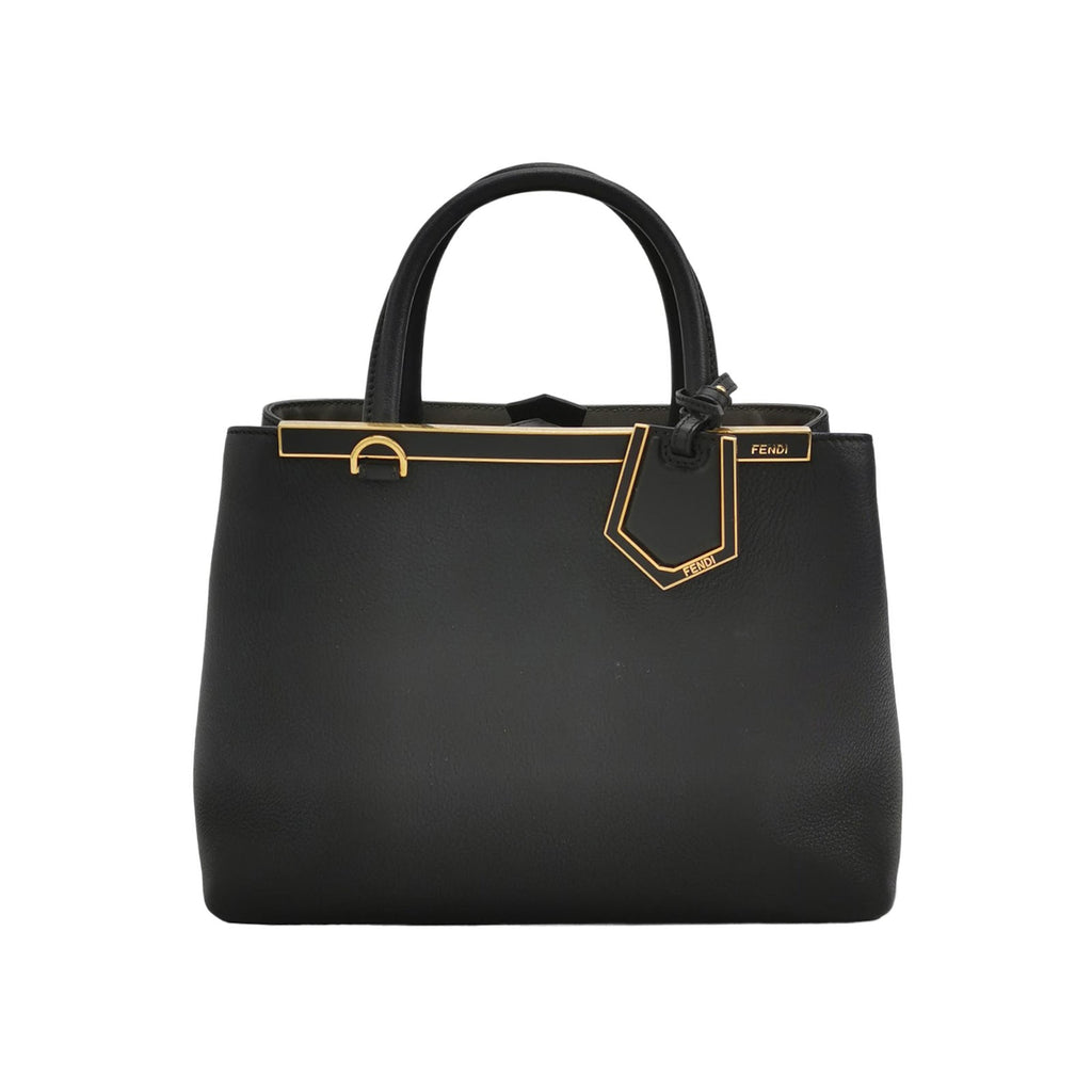 Sac Petite 2 Jours en cuir noir Fendi