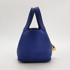 Sac Picotin en cuir taurillon bleu Hermès