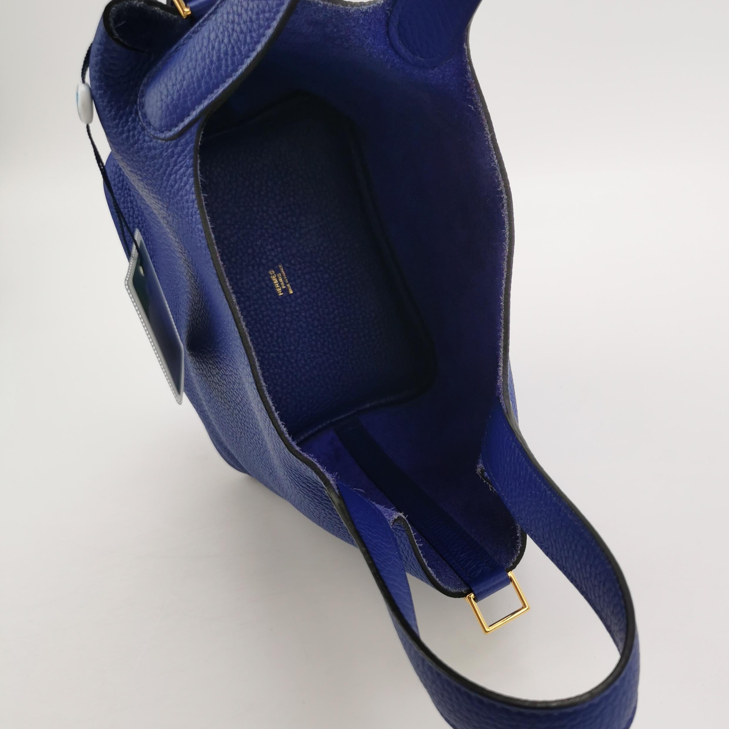 Sac Picotin en cuir taurillon bleu Hermès