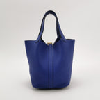 Sac Picotin en cuir taurillon bleu Hermès