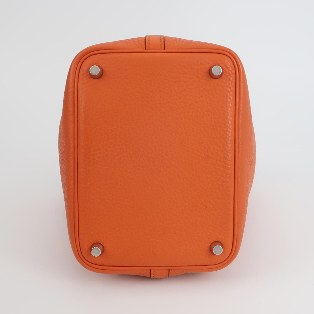 Sac Picotin en cuir taurillon orange Hermès
