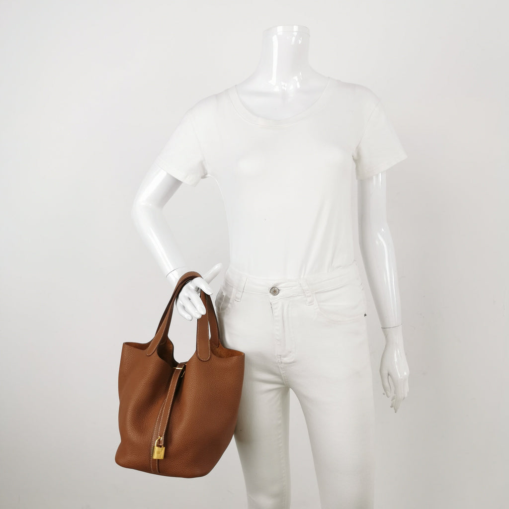 Sac Picotin seconde main en cuir marron Secondement