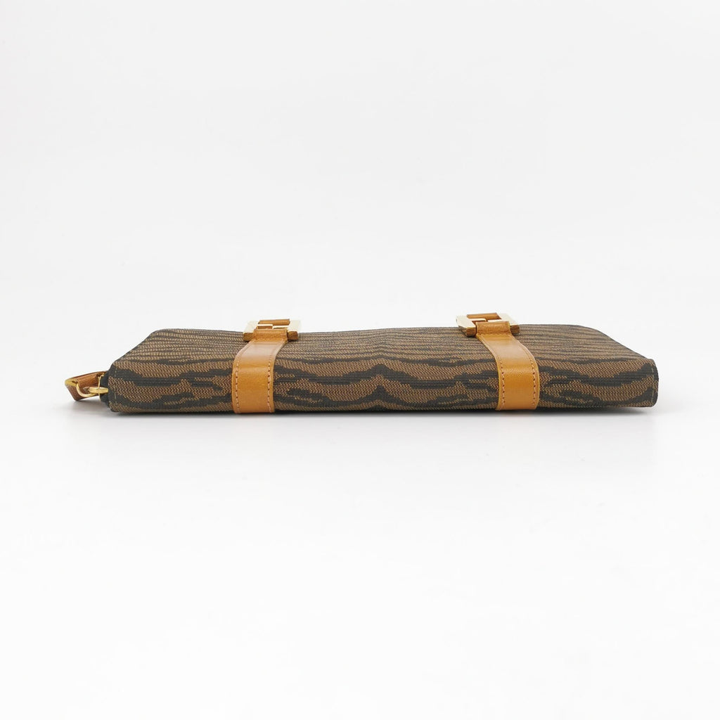 Sac Porte Monnaie Zebra en toile marron Fendi