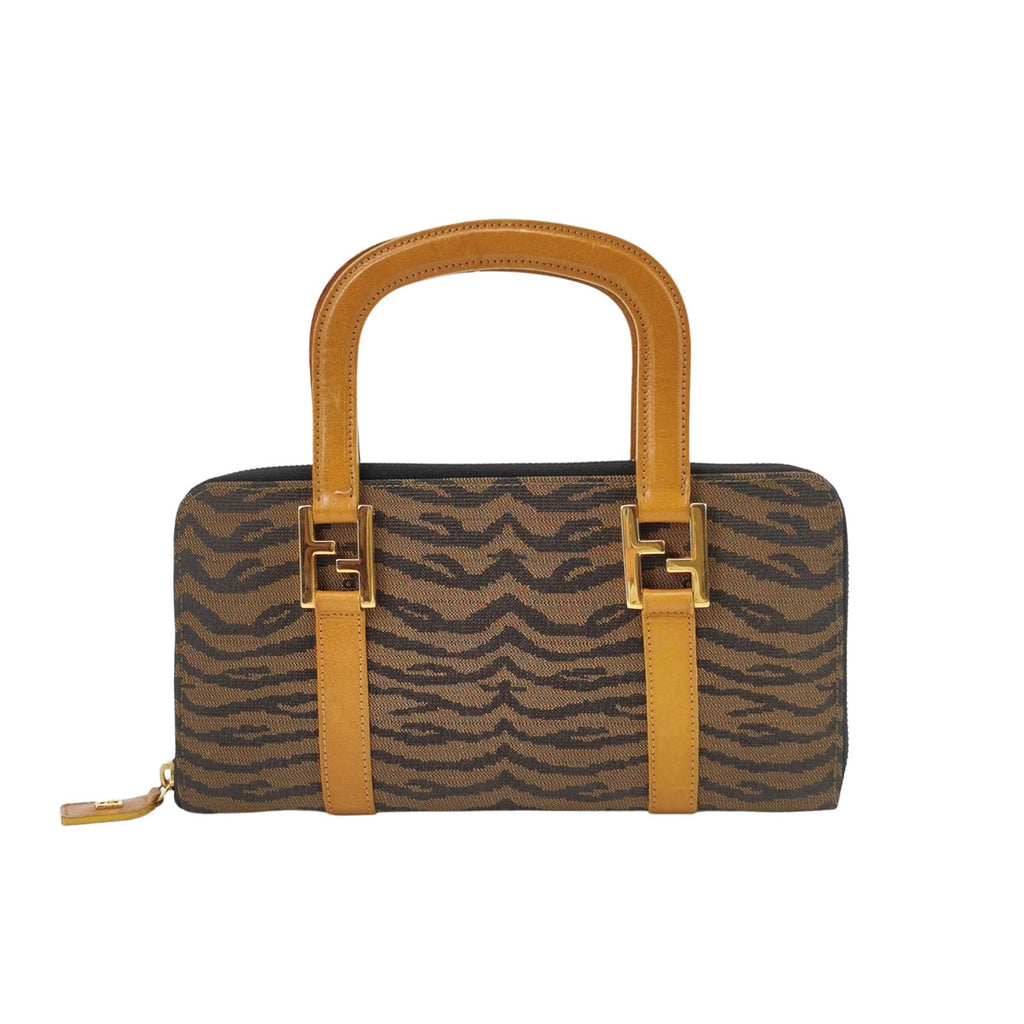 Sac Porte Monnaie Zebra en toile marron Fendi