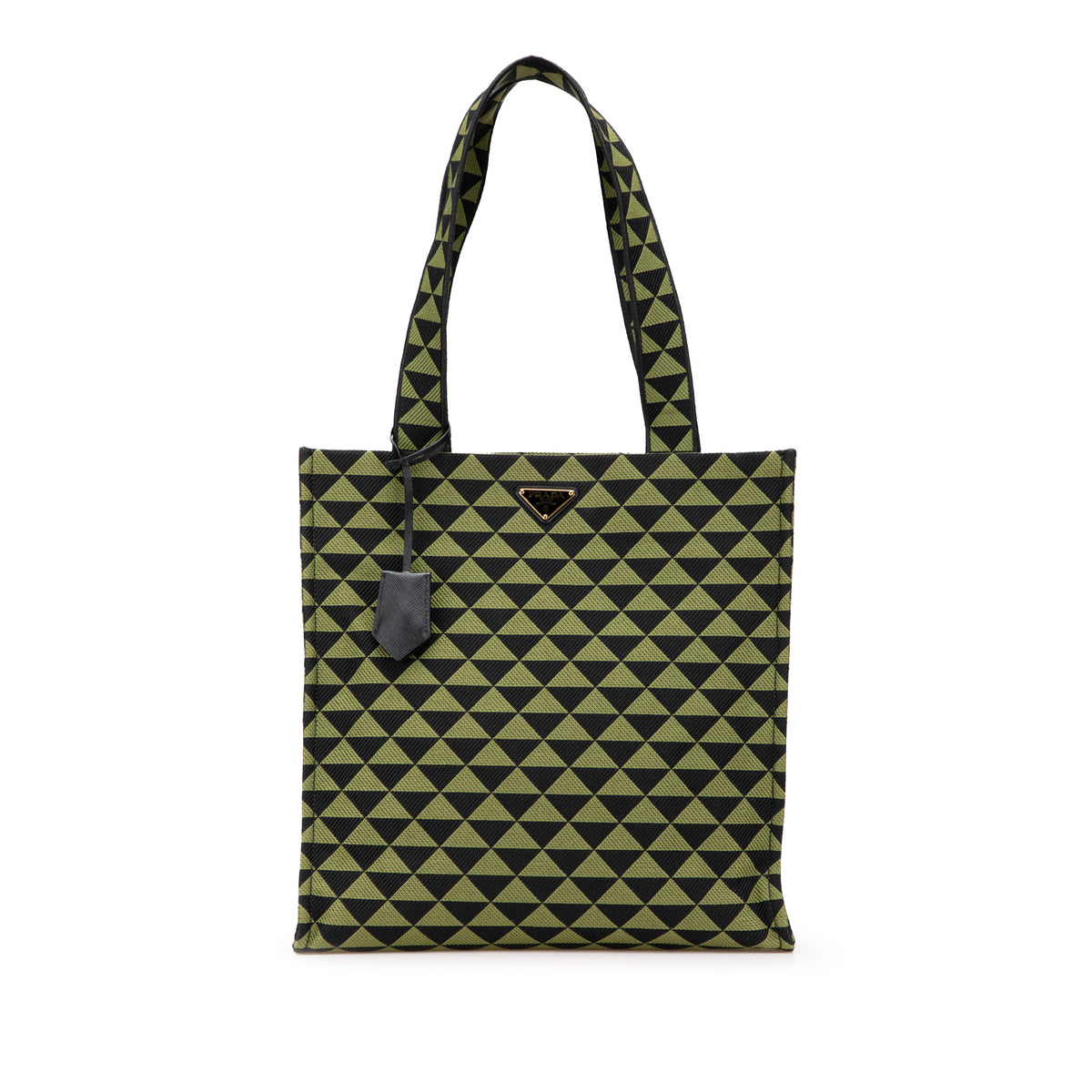 Sac Prada Jacquard Triangolo Symbole Shopping Cabas - Vert