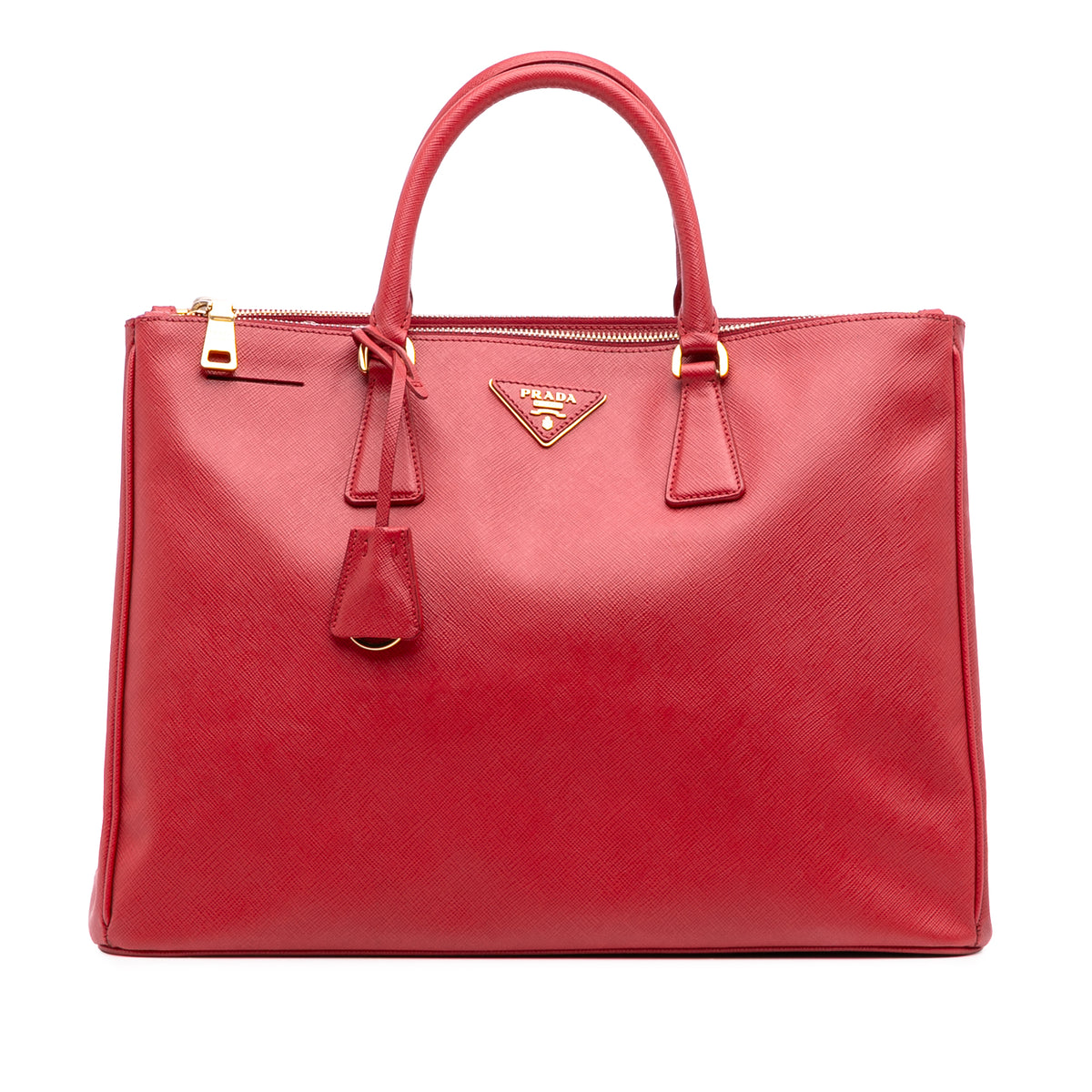 Sac Prada Large Saffiano Lux Galleria Double Zip Cabas - Rouge