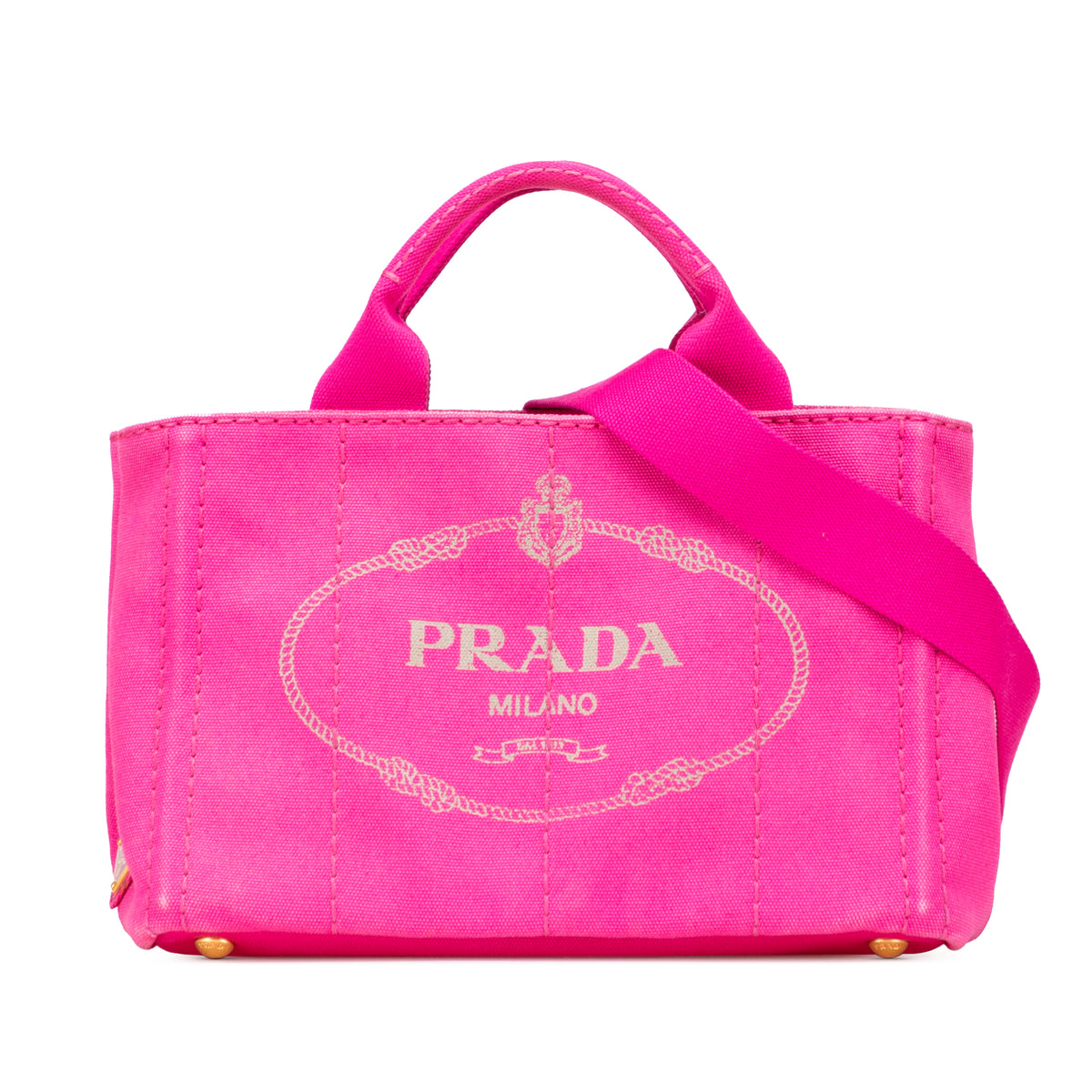Sac Prada Small Canvas Canapa Logo Cabas - Rose