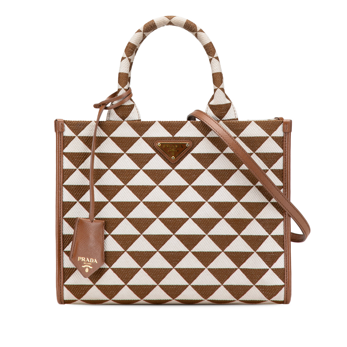 Sac Prada Small Canvas Symbole Triangolo Sac à main - Marron
