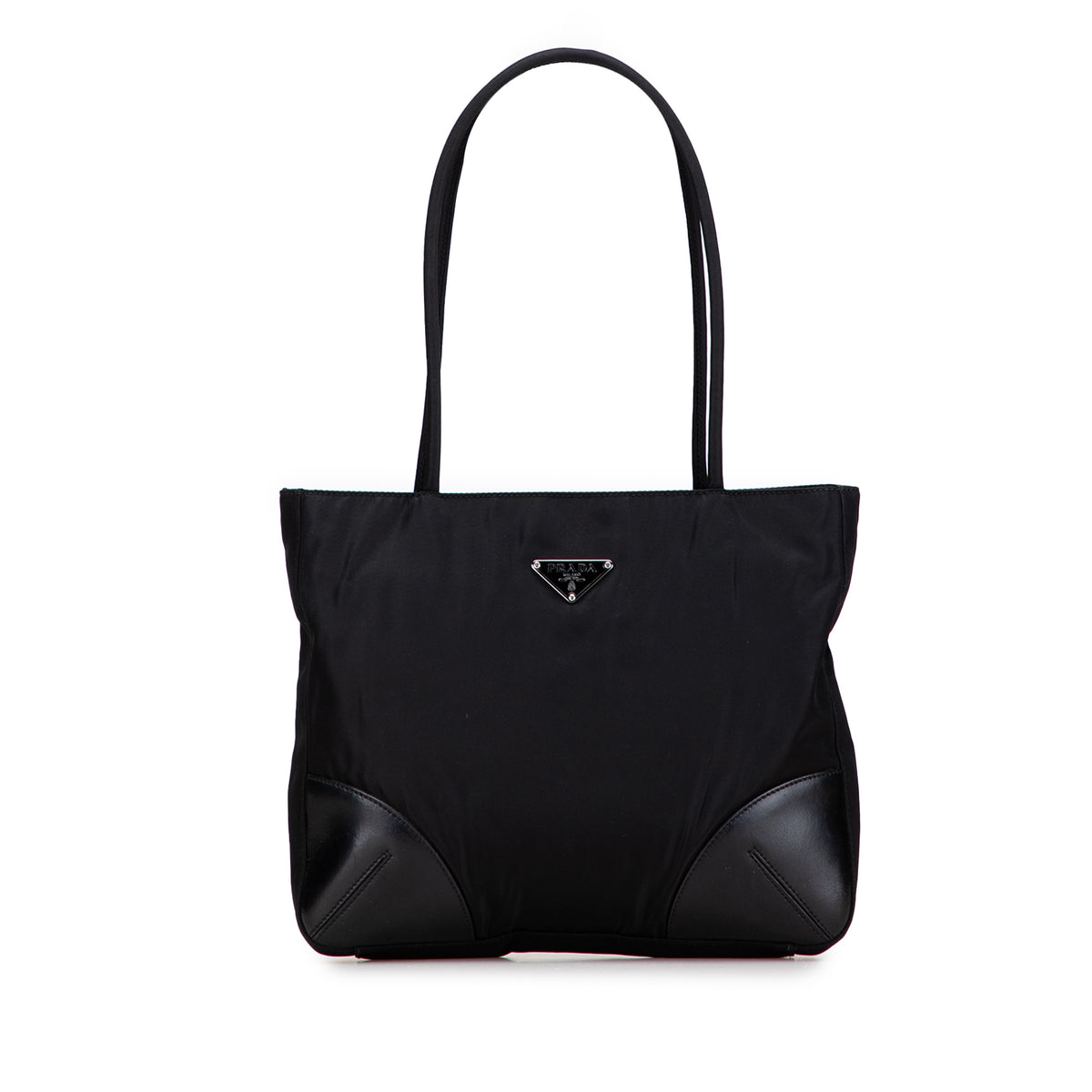 Sac Prada Spazzolato Trimmed Tessuto Cabas - Noir