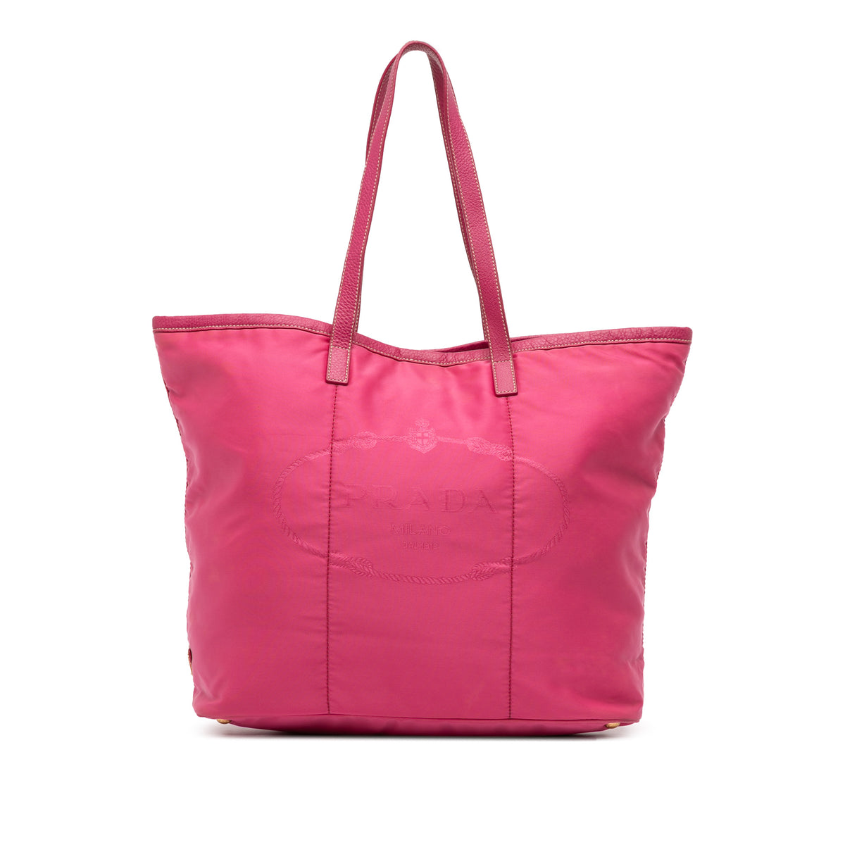 Sac Prada Tessuto Canapa Logo Cabas - Rose