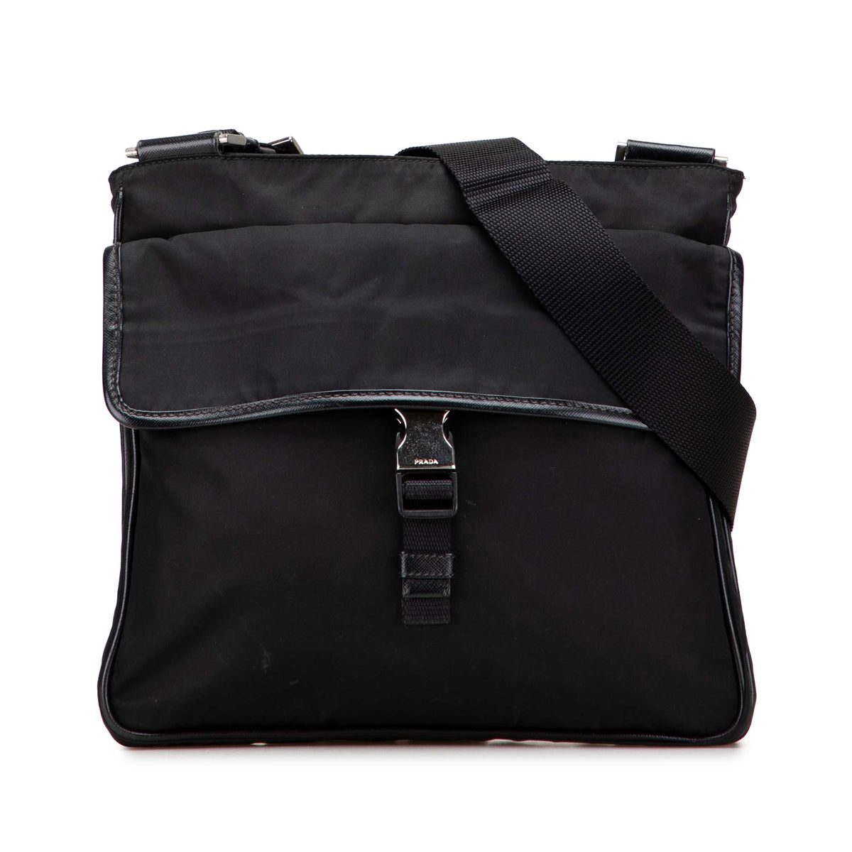 Sac Prada Tessuto Zip Top Bandoulière - Noir
