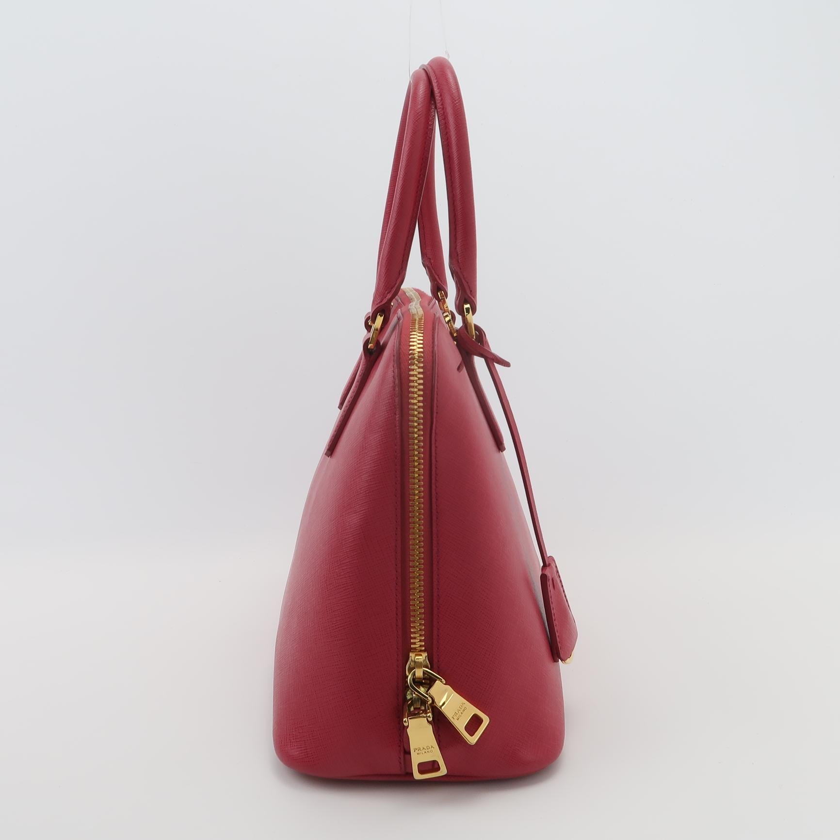 Sac Promenade en cuir rouge Prada
