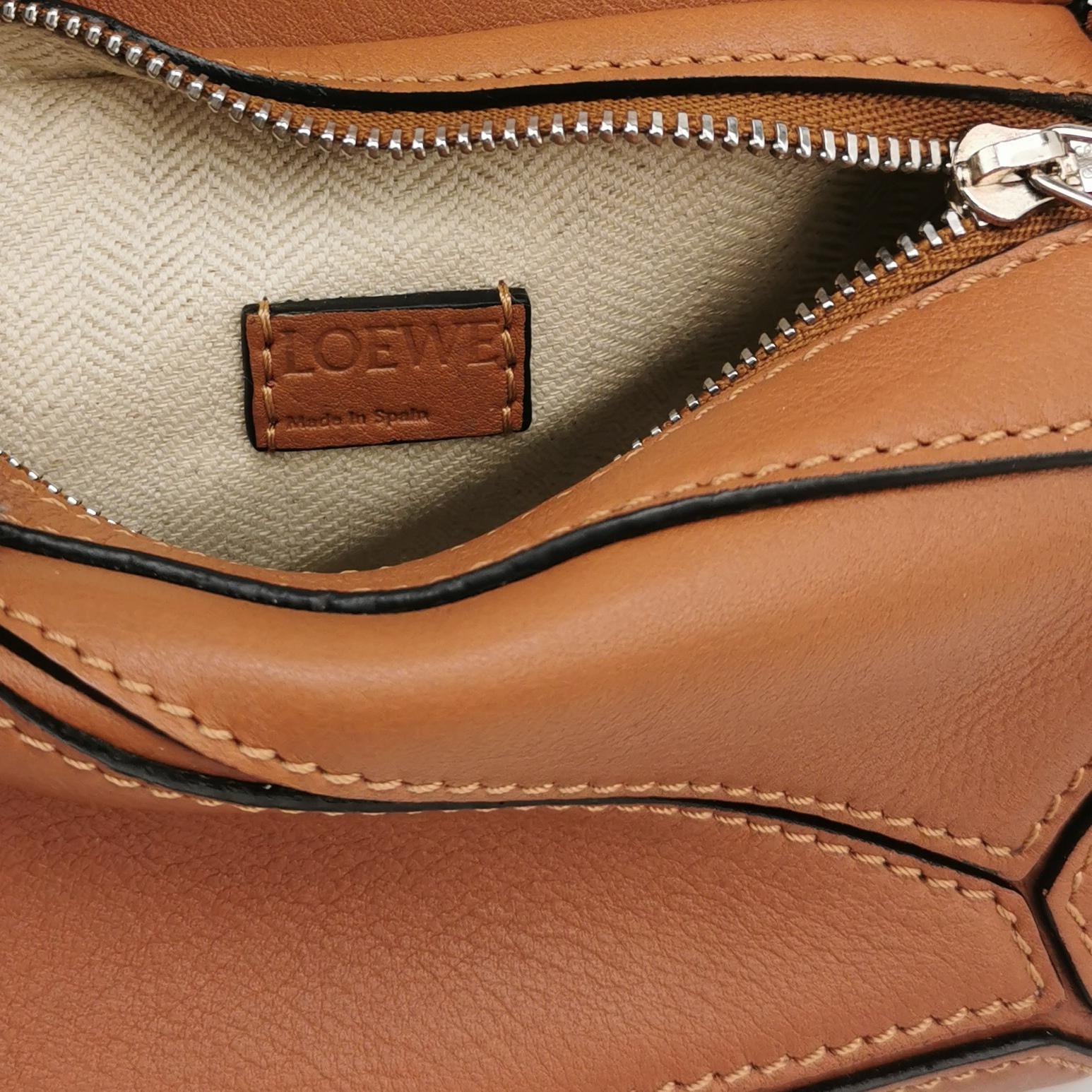 Sac Puzzle en cuir marron Loewe