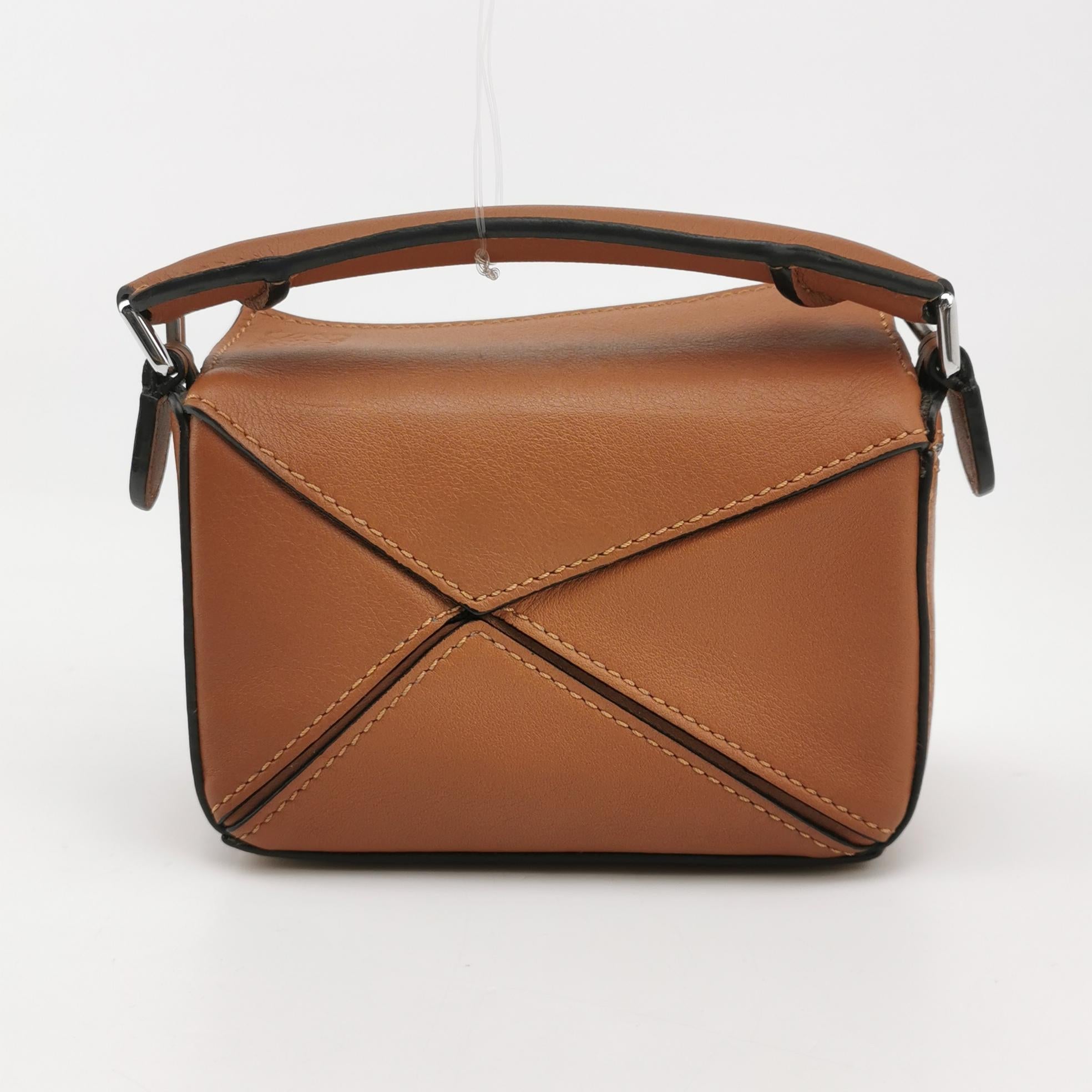 Sac Puzzle en cuir marron Loewe