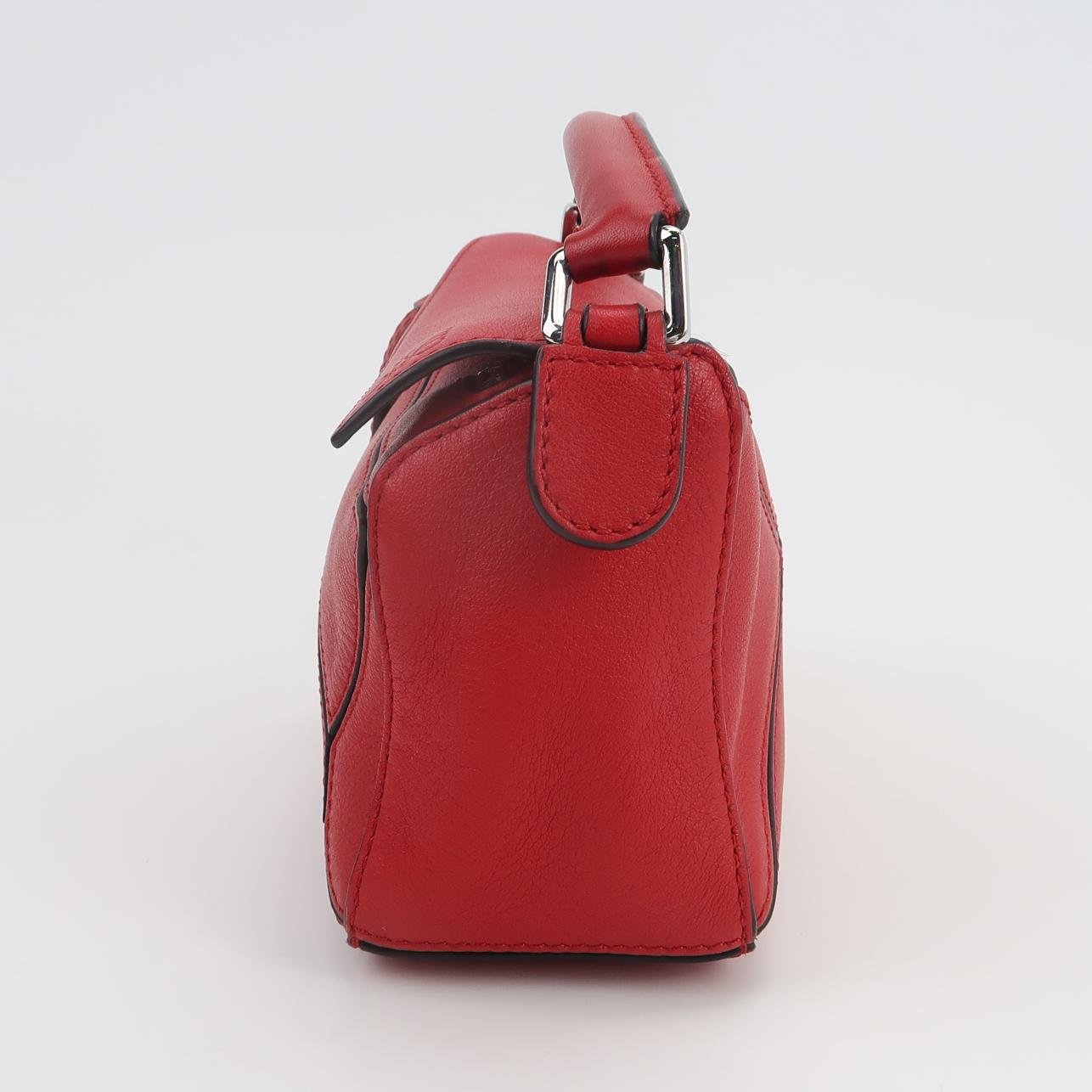 Sac Puzzle en cuir rouge Loewe