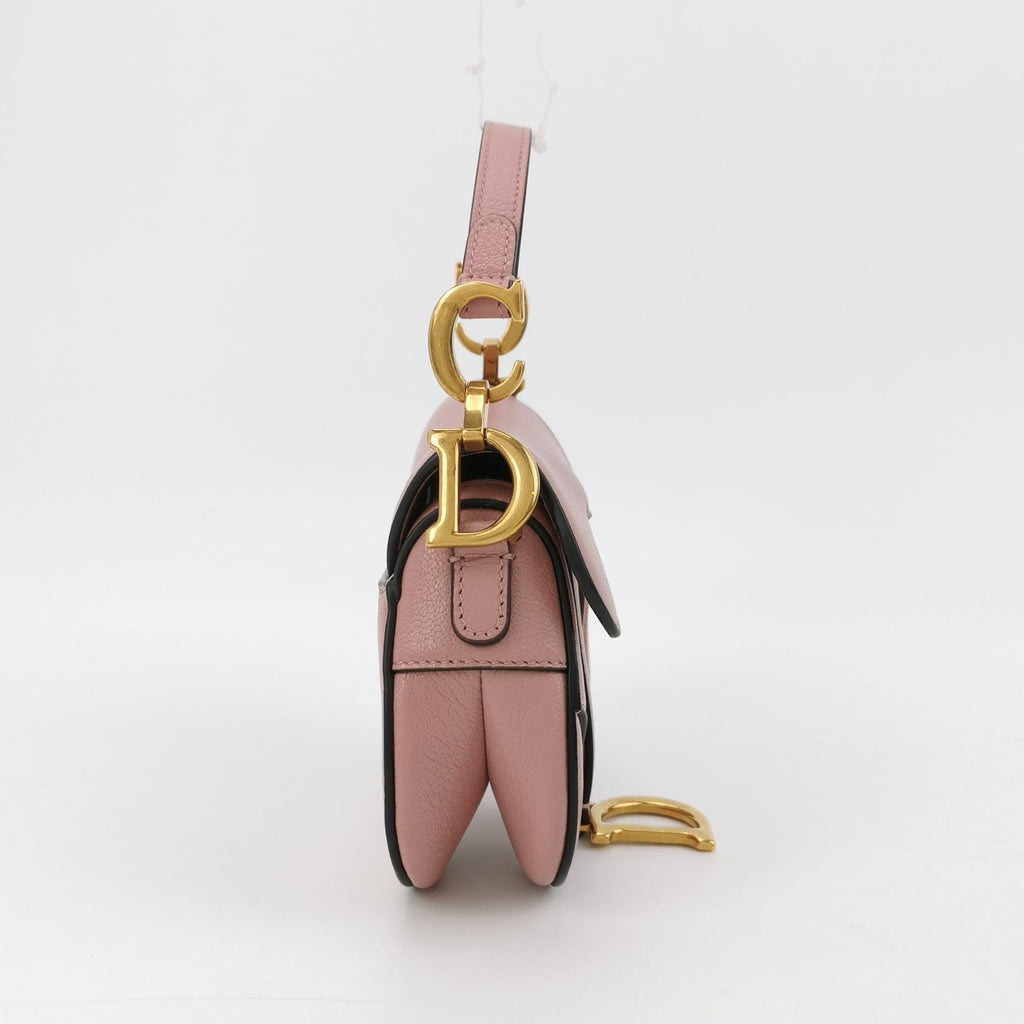 Sac Saddle mini en cuir rose Dior