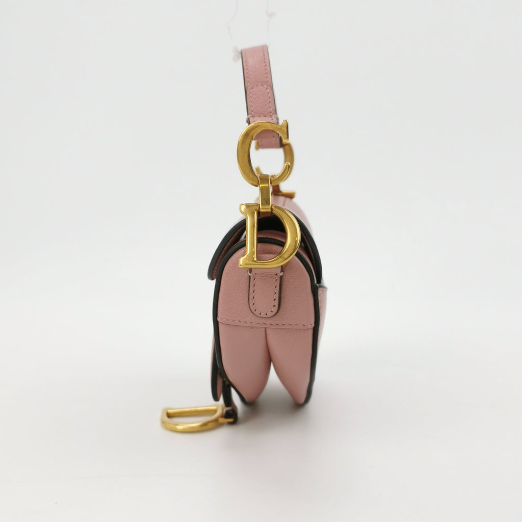 Sac Saddle mini en cuir rose Dior