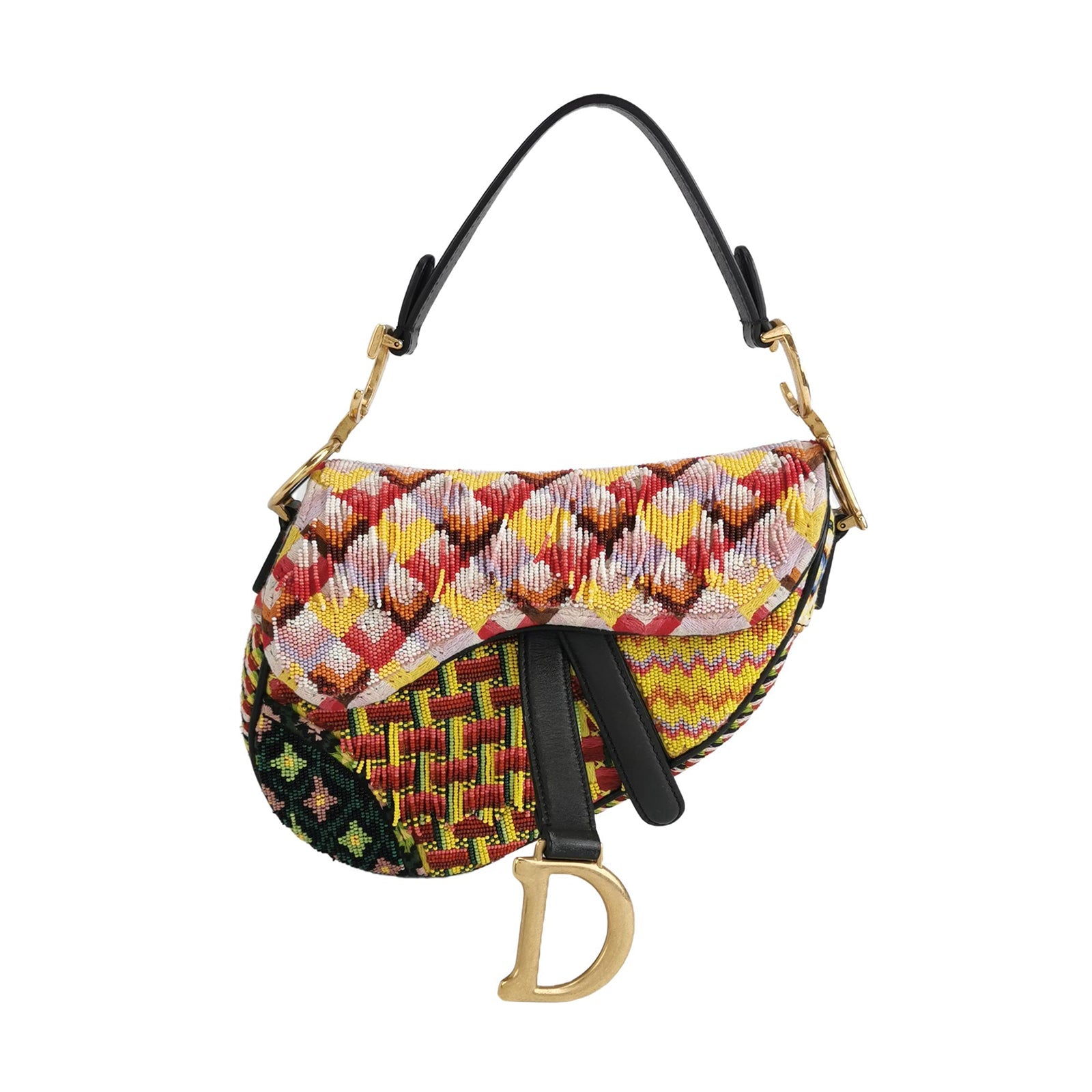 Sac Saddle mini multicolore en perle Dior
