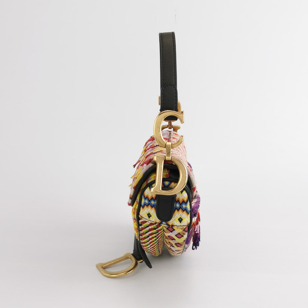 Sac Saddle mini multicolore en perle Dior
