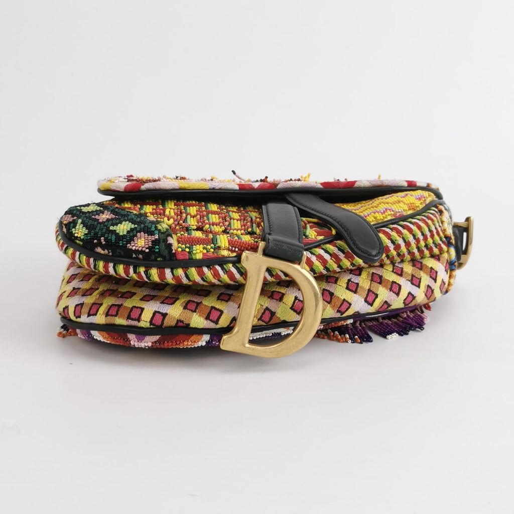 Sac Saddle mini multicolore en perle Dior