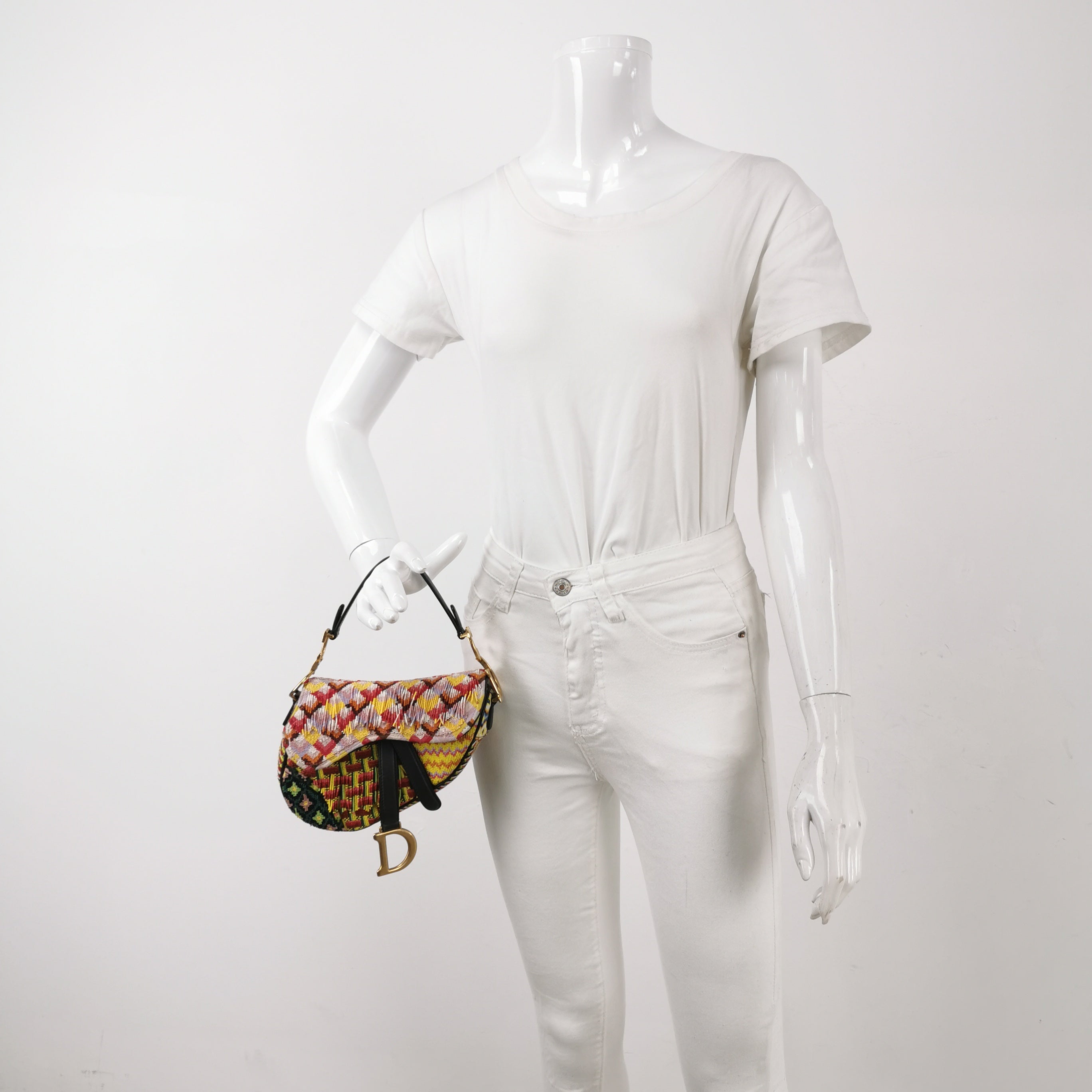 Sac Saddle mini multicolore en perle Dior