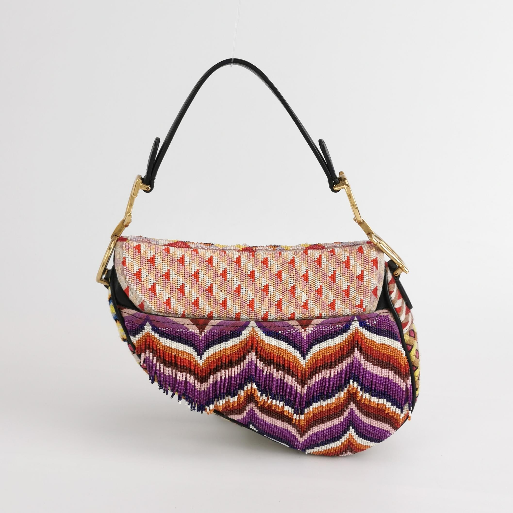 Sac Saddle mini multicolore en perle Dior