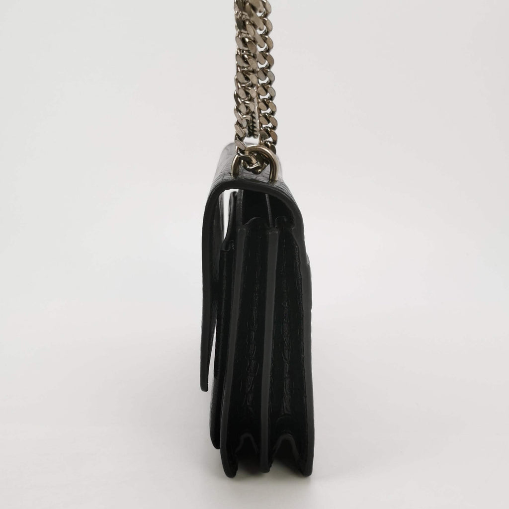 Sac Sunset en cuir embossé noir Saint Laurent