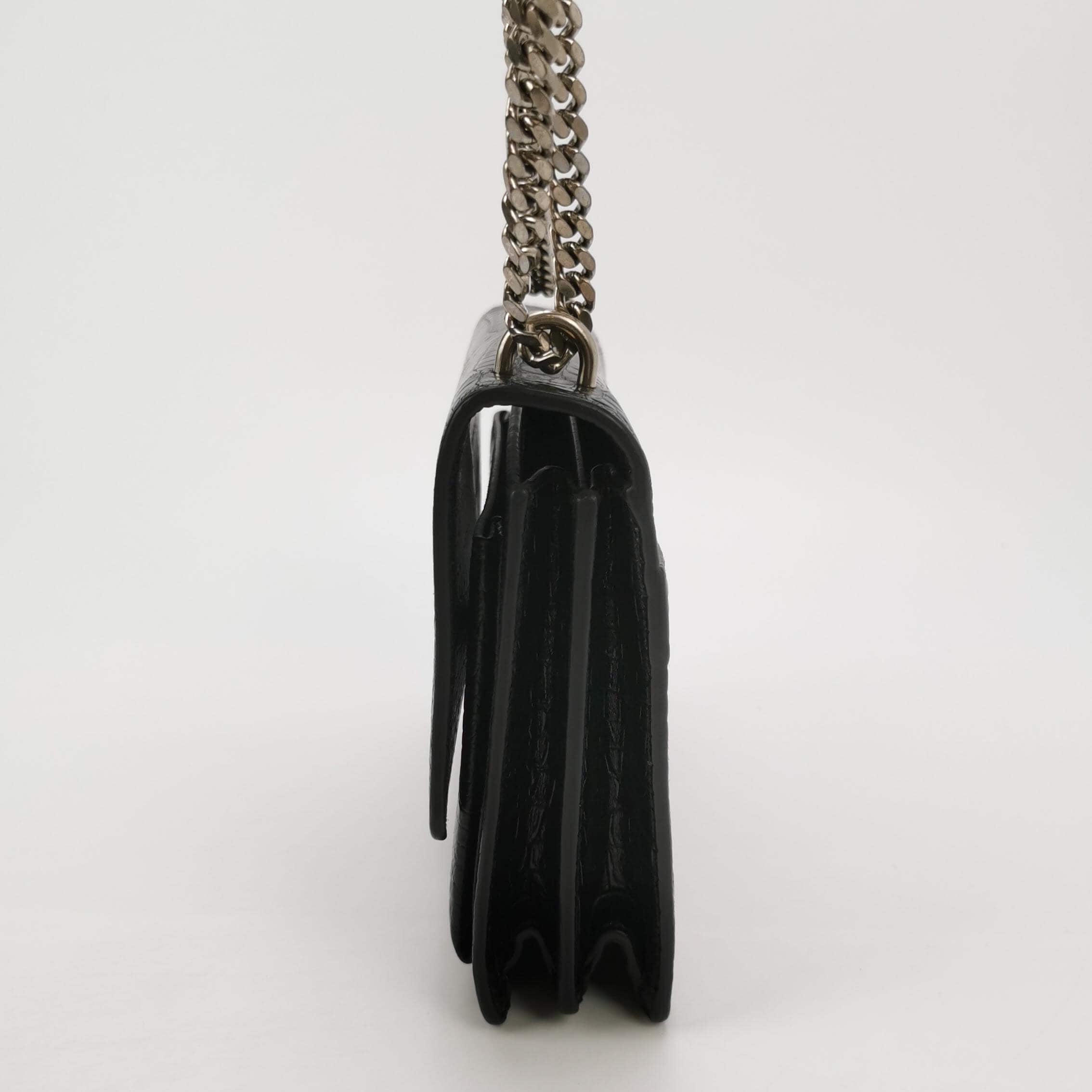 Sac Sunset en cuir embossé noir Saint Laurent