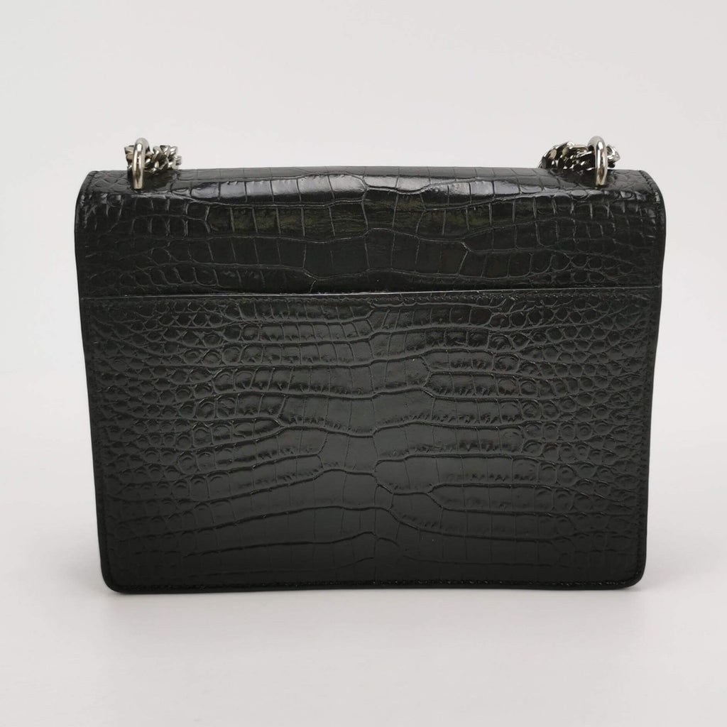 Sac Sunset en cuir embossé noir Saint Laurent