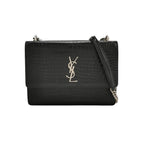 Sac Sunset en cuir embossé noir Saint Laurent