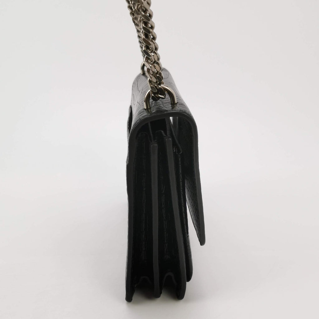 Sac Sunset en cuir embossé noir Saint Laurent