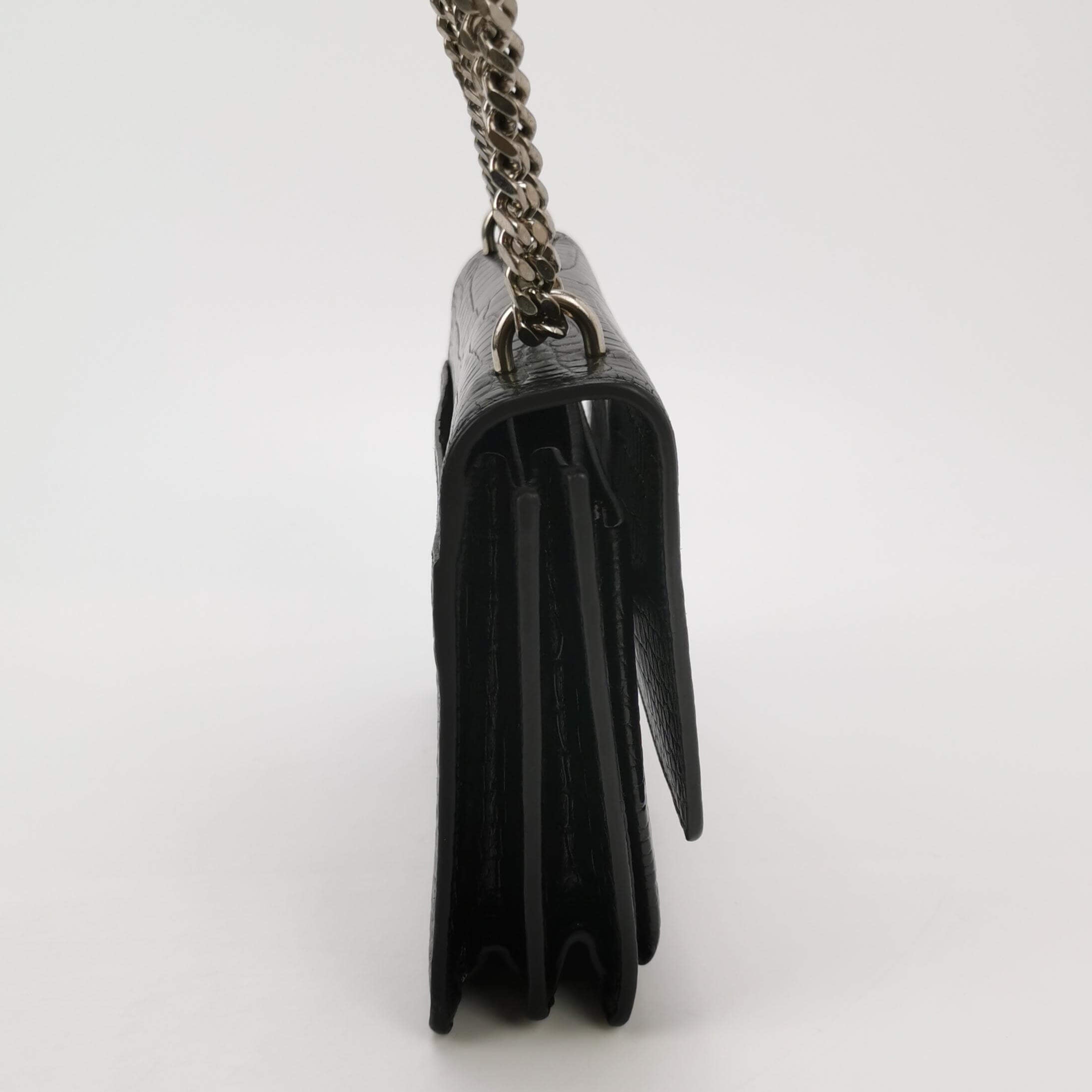 Sac Sunset en cuir embossé noir Saint Laurent