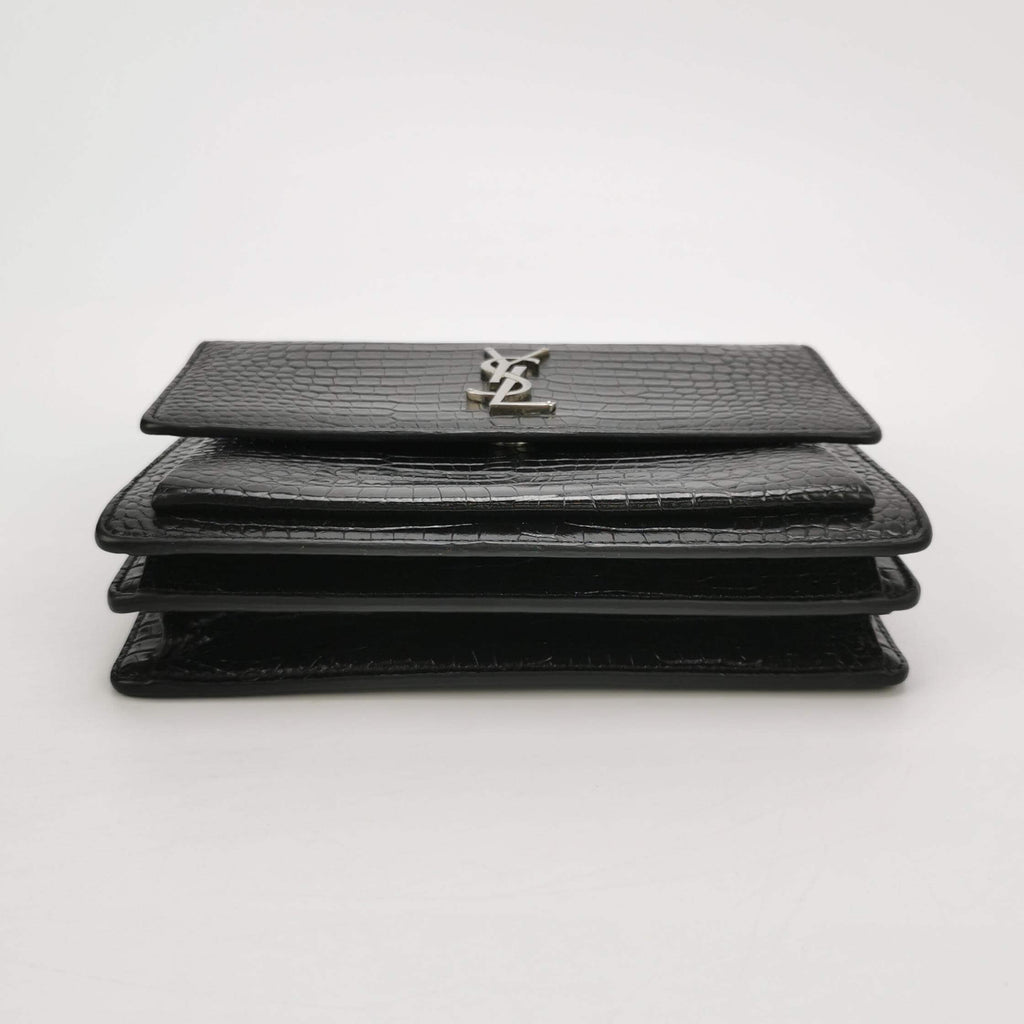 Sac Sunset en cuir embossé noir Saint Laurent
