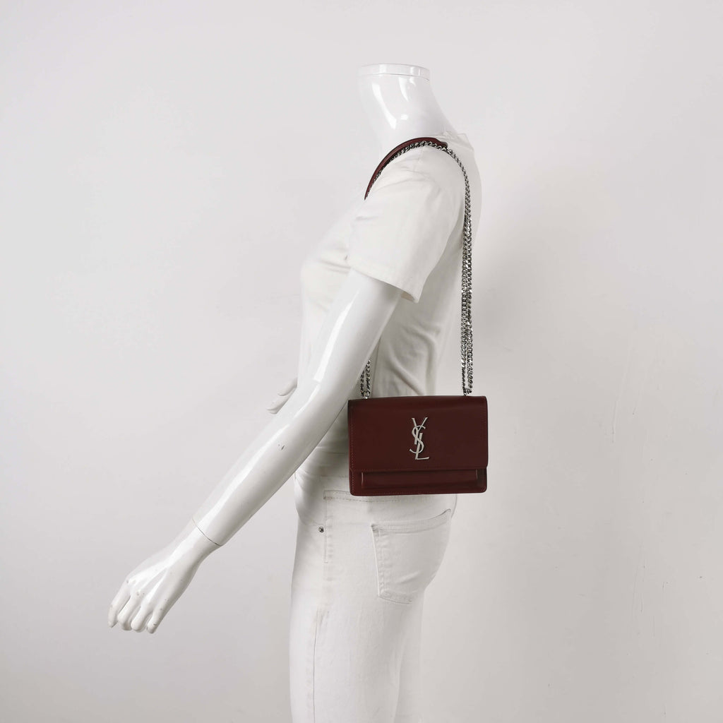 Sac Sunset Medium en cuir rouge Saint Laurent