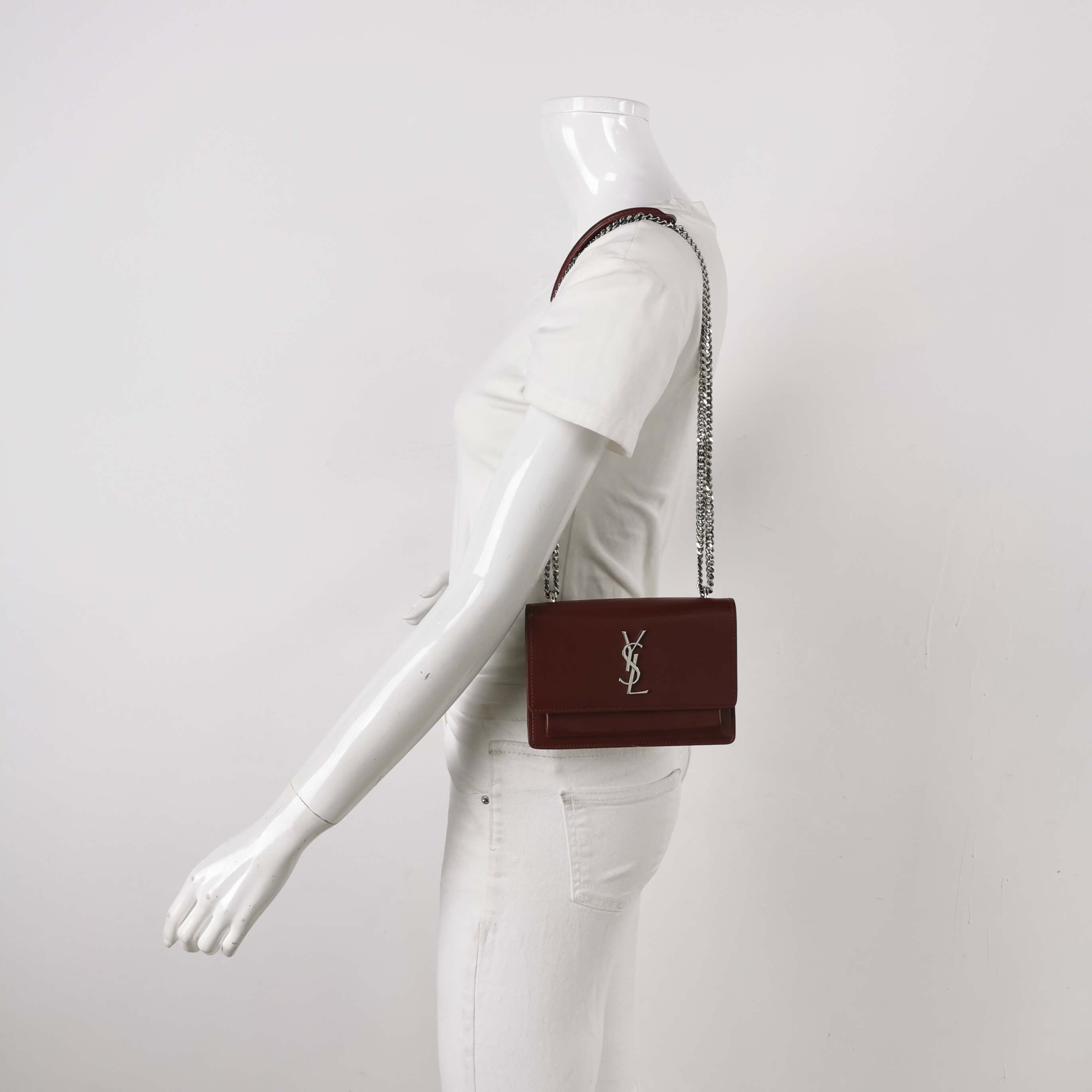 Sac Sunset Medium en cuir rouge Saint Laurent
